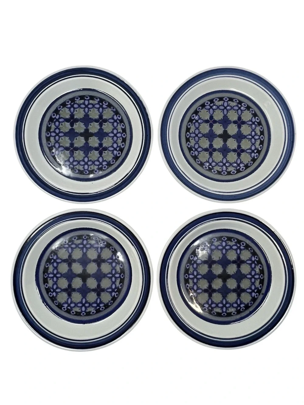 Vintage Royal Doulton Tangier Set of 4 Dessert B&B Plates Lambeth Stoneware 1973
